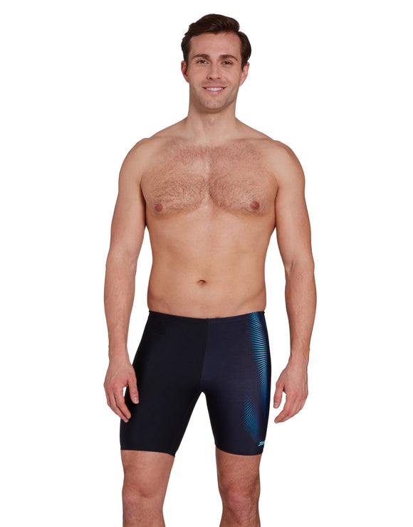 Zoggs - Extender Mid Swim Jammer - Black/Blue - Model Front