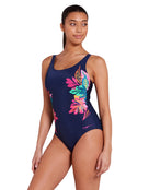 Zoggs - Kuringai Adjustable Scoopback Swimsuit - Navy/Multi - Model Side