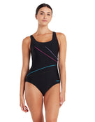 Zoggs - Macmasters Scoopback Swimsuit - Black/Multicolour - Model Front