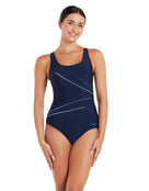 Zoggs - Macmasters Scoopback Swimsuit - Blue/White - Model Front