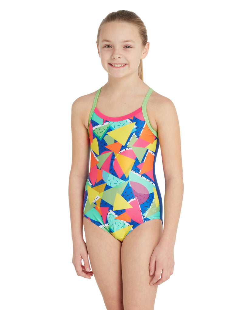 Zoggs Girls Medley Rainbow Strikeback Swimsuit - Blue/Multi | Simply ...