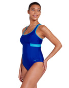 Zoggs - Nautilus Dakota Crossback Swimsuit - Blue - Model Side