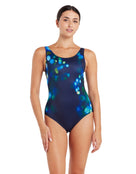 Zoggs - Purity Scoopback Swimsuit - Blue/Green - Model Front