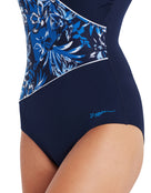 Zoggs - Sapphire Wrap Front Swimsuit - Navy/Blue - Model Front Close Up