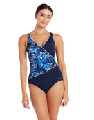 Zoggs - Sapphire Wrap Front Swimsuit - Navy/Blue - Model Front