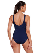 Zoggs - Spatial Wrap Front Swimsuit - Navy/Blue - Model Back