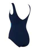 Zoggs - Spatial Wrap Front Swimsuit - Navy/Blue - Product Back