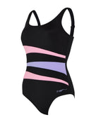 Zoggs - Sumatra Adjustable Scoopback Swimsuit - Black/Pink/Lilac - Product Front