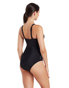 Zoggs - Wrap Panel Classicback Swimsuit - Black/Green - Model Back