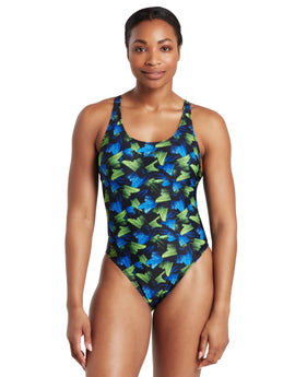 Allover Digital Leaderback Swimsuit - Purple/Blue