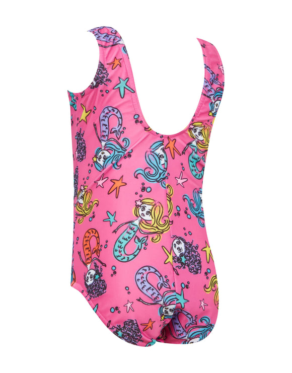 Zoggs Tots Girls Merry Maiden Scoopback Swimsuit - Pink/Multi | Simply ...