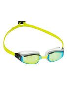 Aqua Sphere Fastlane Swim Goggle - White/Yellow/Titanium Mirrored Lens - Front/Right Side