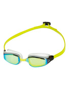 Aqua Sphere Fastlane Swim Goggle - White/Yellow/Titanium Mirrored Lens - Front/Left Side