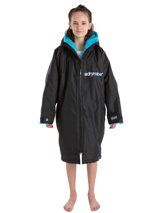 Dryrobe Childrens Advance Long Sleeve - 10-13 yrs/Black/Blue - Front