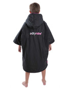 Dryrobe Childrens Advance Short Sleeve Robe - 5-9 yrs/Black/Pink - Back