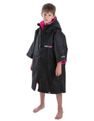 Dryrobe Childrens Advance Short Sleeve Robe - 5-9 yrs/Black/Pink - Side