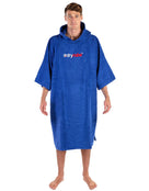 Dryrobe Organic Cotton Short Sleeve Towel Poncho - Adult/Royal Blue - Front/Male