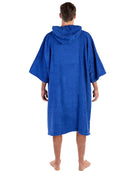 Dryrobe Organic Cotton Short Sleeve Towel Poncho - Adult/Royal Blue - Back/Male