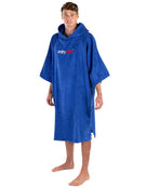 Dryrobe Organic Cotton Short Sleeve Towel Poncho - Adult/Royal Blue - Side/Male