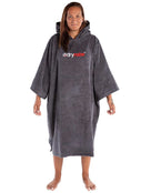 Dryrobe Organic Cotton Short Sleeve Towel Poncho - Adult/State Grey - Front/Female