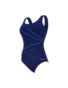 Zoggs Womens Macmasters Scoopback One Piece Swimsuit - Navy/Purple - Product Front