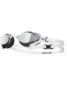 TYR - Tracer X RZR Mirror Swim Goggles - Silver/White - Product Front-Nose Bridge/Side - Silver Mirrored Lenses/White